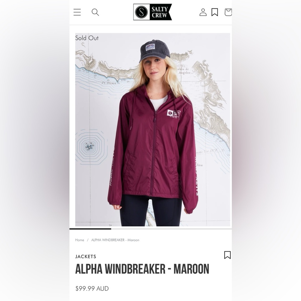 Salty Crew Burgundy Hooded Jacket